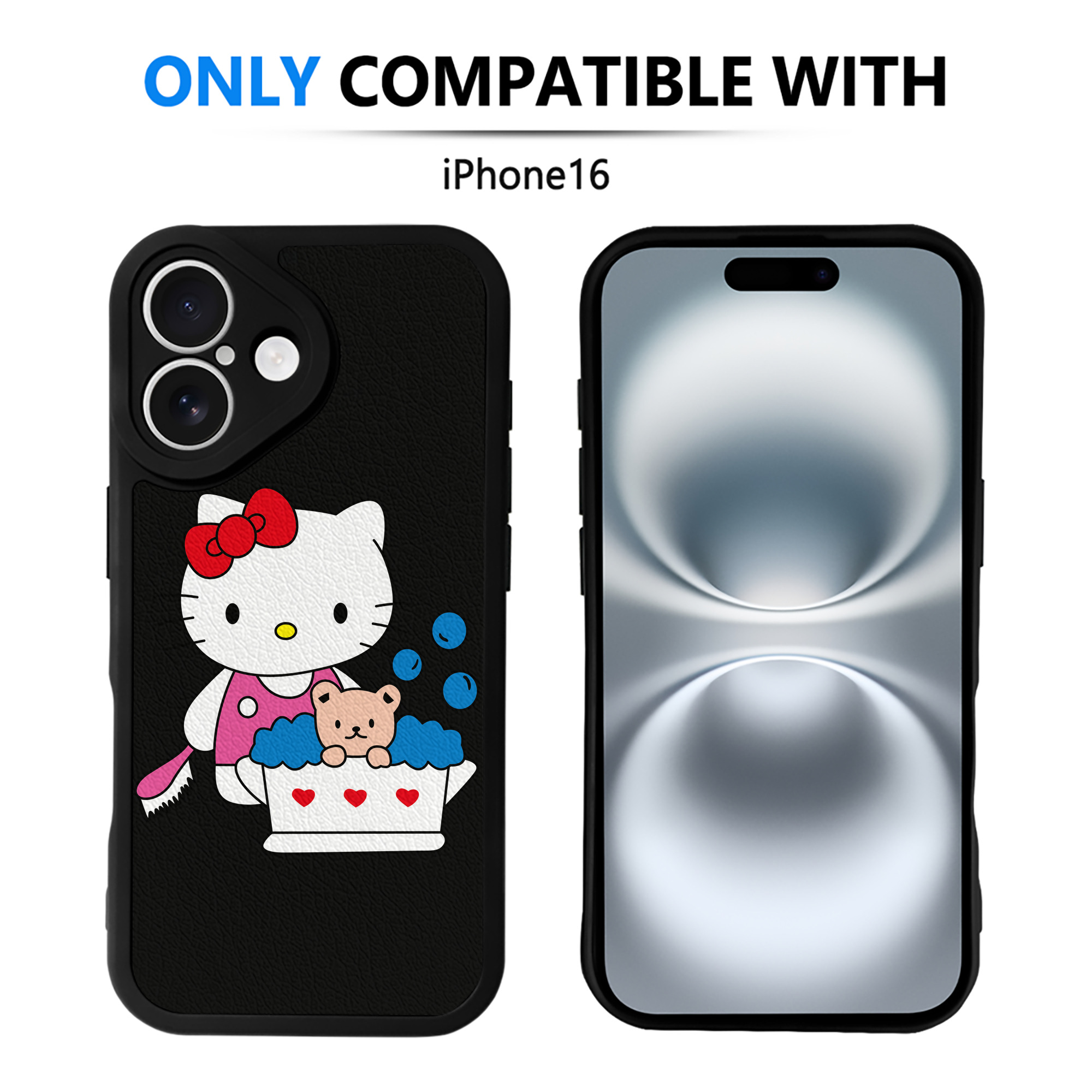 （画像用） Hello Kitty ハローキティ 【iPhone 16シリーズ対応】シリコンスマホケース（レザー調） 材質：シリコン